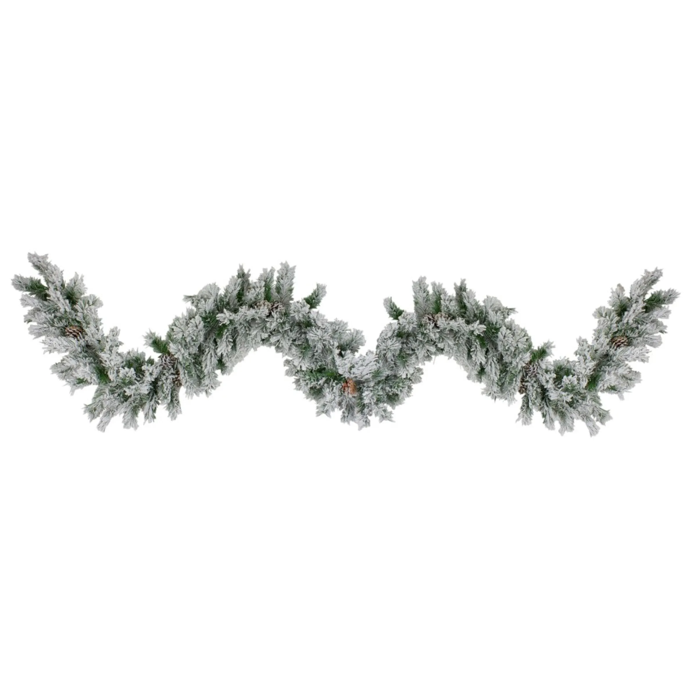 9' X 10" Flocked Angel Pine Artificial Christmas Garland With Pinecones, Unlit