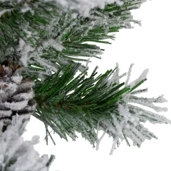 9' X 10" Flocked Angel Pine Artificial Christmas Garland With Pinecones, Unlit