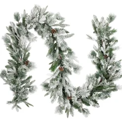 9' X 14" Flocked Rosemary Emerald Angel Pine Artificial Christmas Garland - Unlit