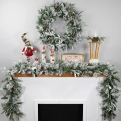 9' X 14" Flocked Rosemary Emerald Angel Pine Artificial Christmas Garland - Unlit