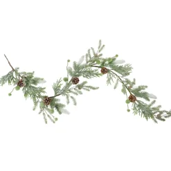 5' X 10" Frosted Pine And Pine Cone Christmas Garland - Unlit