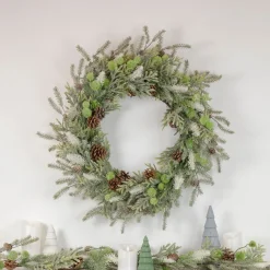 5' X 10" Frosted Pine And Pine Cone Christmas Garland - Unlit