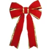 25" X 37" Giant Red 3D 4-Loop Velveteen Christmas Bow With Gold Trim