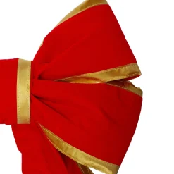 18" X 28" Giant Red 3D 4-Loop Velveteen Christmas Bow With Gold Trim