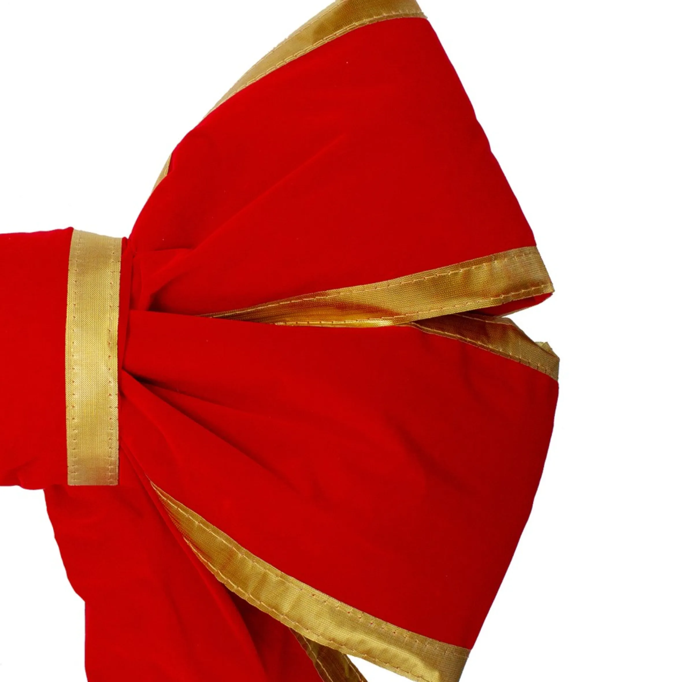 18" X 28" Giant Red 3D 4-Loop Velveteen Christmas Bow With Gold Trim
