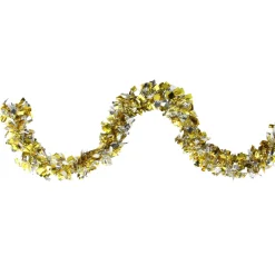 12' X 4" Gold And Silver Boa Wide Cut Tinsel Christmas Garland - Unlit