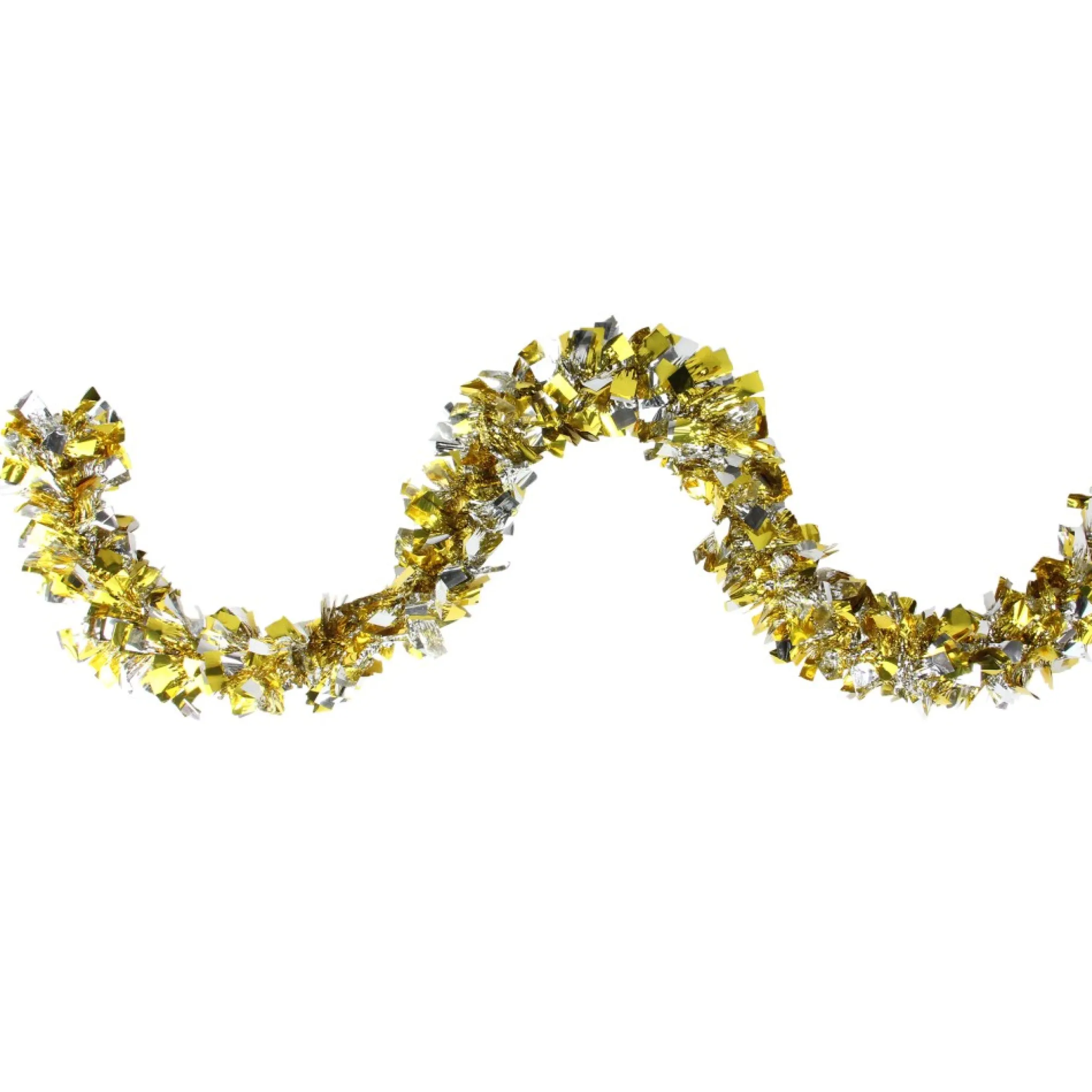 12' X 4" Gold And Silver Boa Wide Cut Tinsel Christmas Garland - Unlit