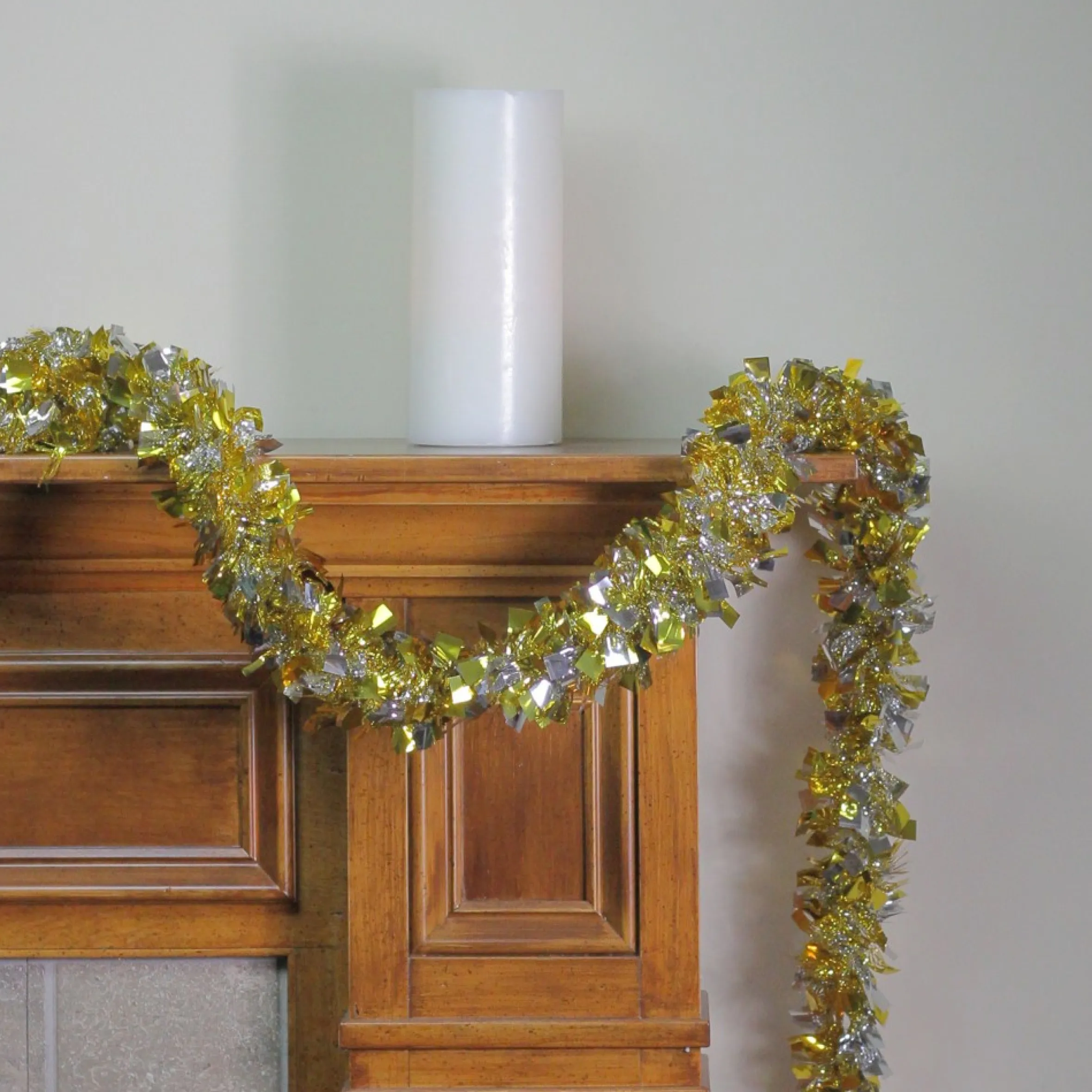 12' X 4" Gold And Silver Boa Wide Cut Tinsel Christmas Garland - Unlit