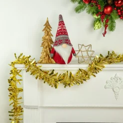 50' X 4' Gold And Snowblush Wide Cut Tinsel Christmas Garland - Unlit
