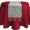 6' X 15.5" Gray And Red Embroidered Snowflake Christmas Table Runner