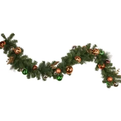 6' X 12'' Green Artificial Mixed Foliage With Ornaments Christmas Garland, Unlit