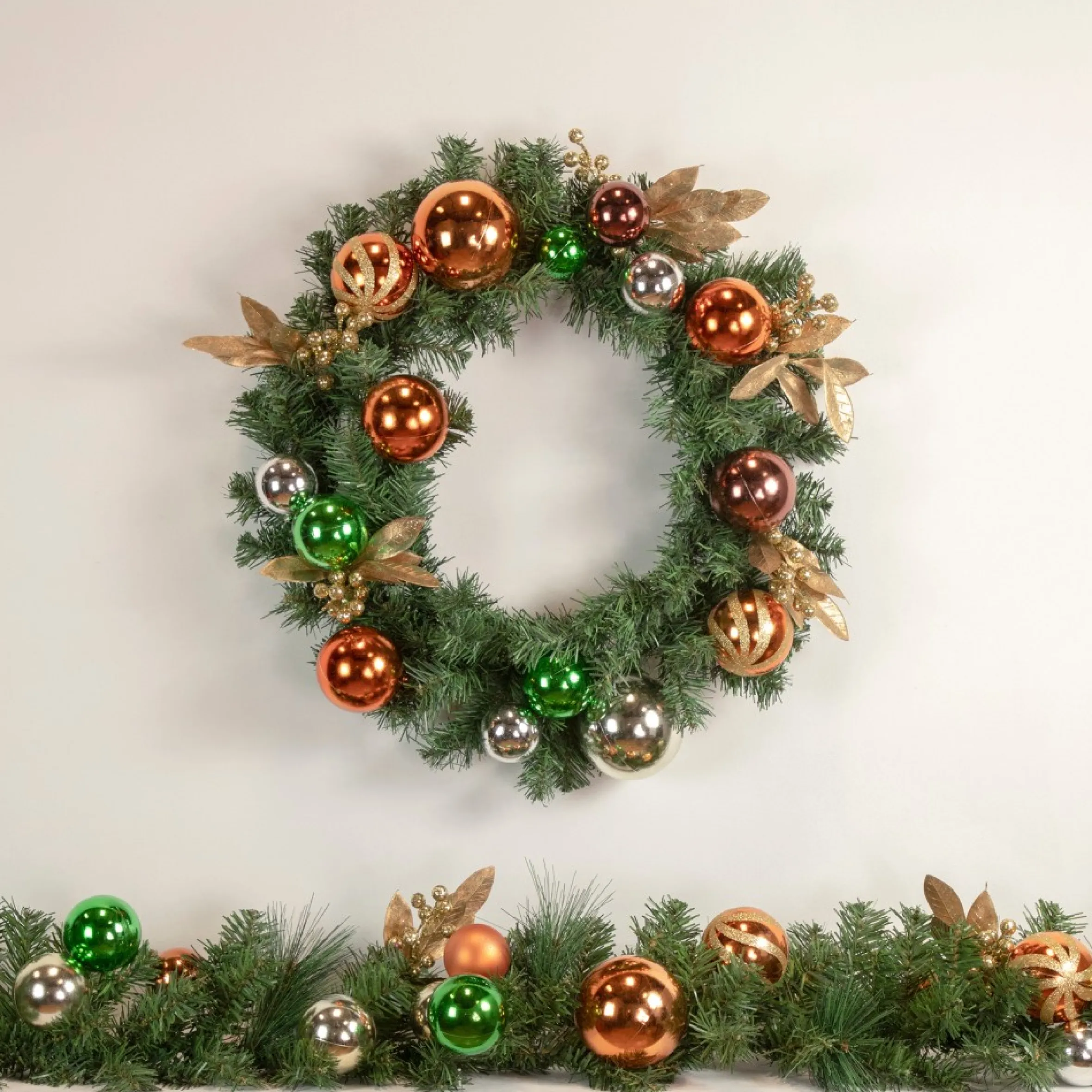 6' X 12'' Green Artificial Mixed Foliage With Ornaments Christmas Garland, Unlit
