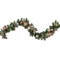 6' X 12" Green Foliage With Stars And Ornaments Artificial Christmas Garland, Unlit