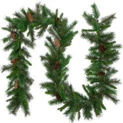 9' X 12" Green Pine And Pine Cones Artificial Christmas Garland, Unlit