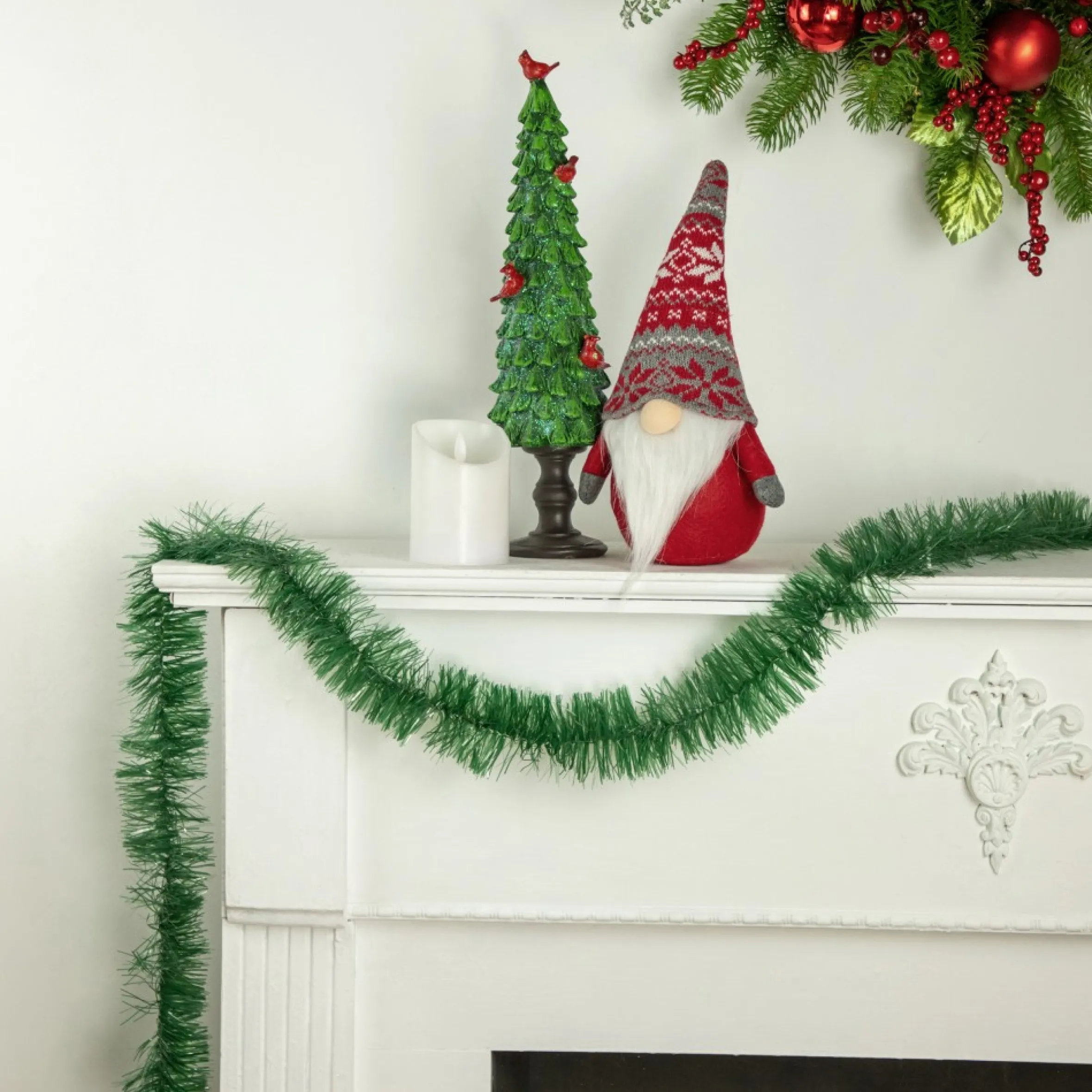 50' X 2.75" Green Tinsel Artificial Christmas Garland - Unlit