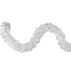 12' X 3" Iridescent And Snowblush Wide Cut Tinsel Christmas Garland - Unlit