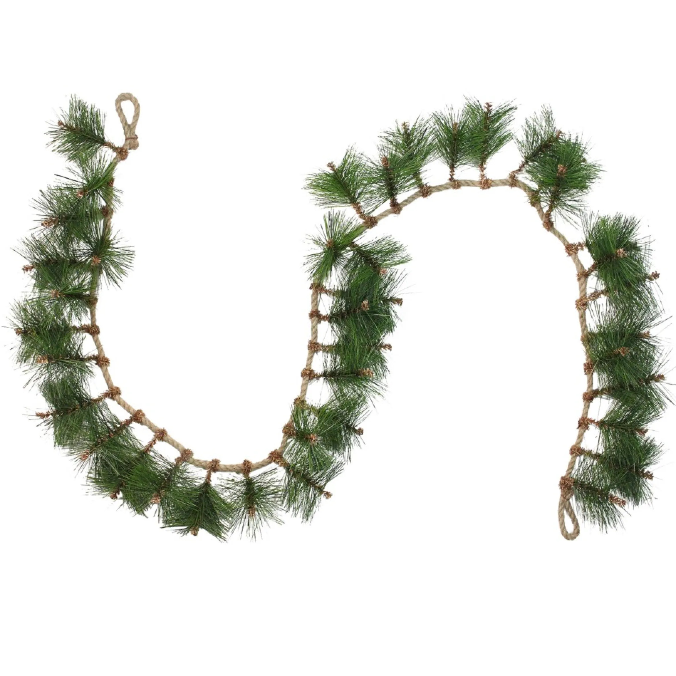 6' X 5" Long Needle Pine And Rope Rustic Artificial Christmas Garland - Unlit