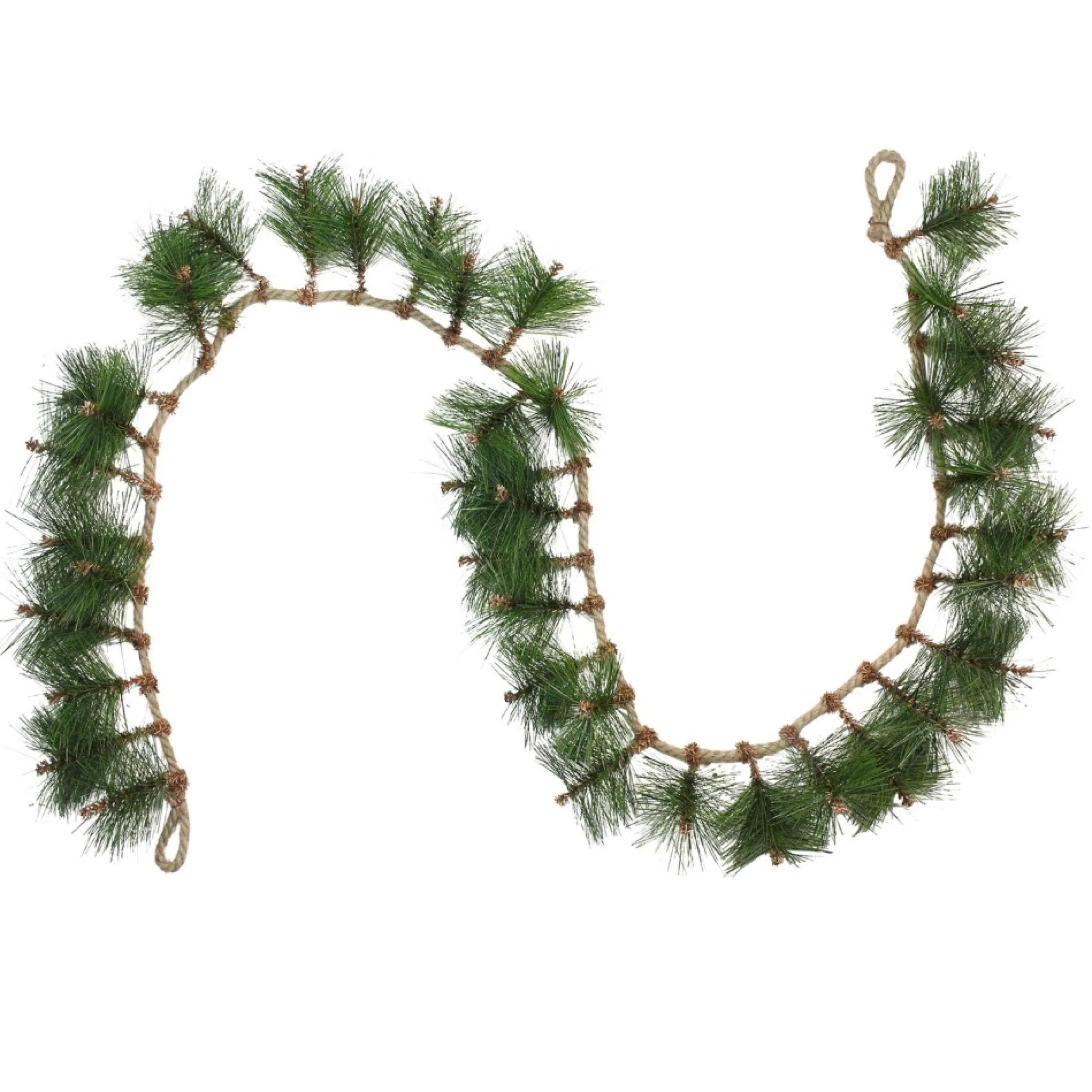 6' X 5" Long Needle Pine And Rope Rustic Artificial Christmas Garland - Unlit