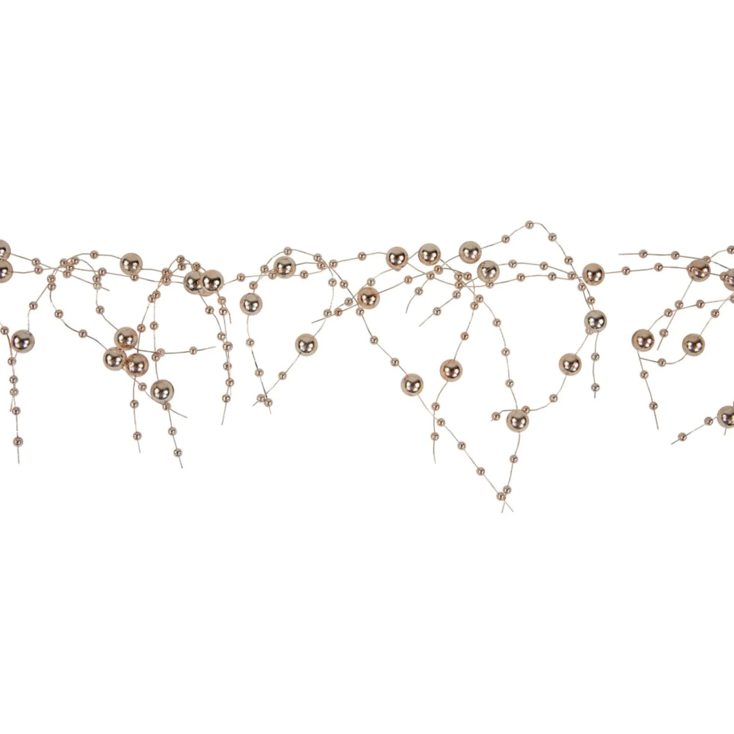 5' X 2" Metallic Rose Gold Beaded Christmas Garland- Unlit