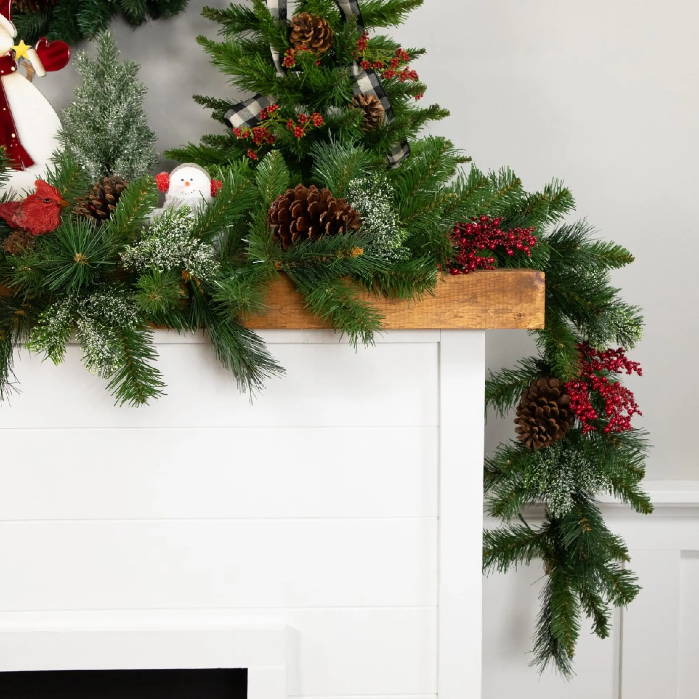 9' X 12" Mixed Green Beaver Pine Artificial Christmas Garland, Unlit
