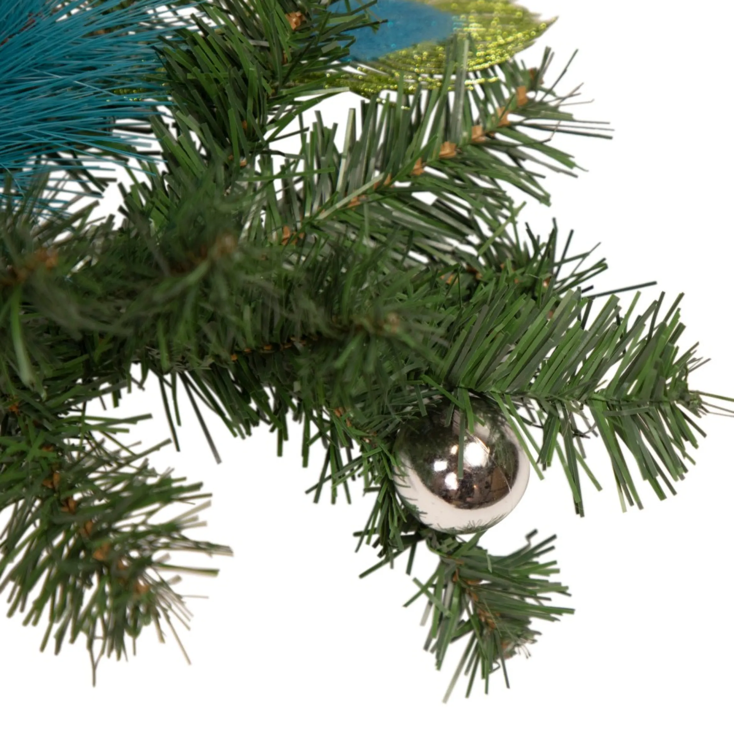 6' X 9" Peacock Feather And Poinsettia Artificial Christmas Garland, Unlit