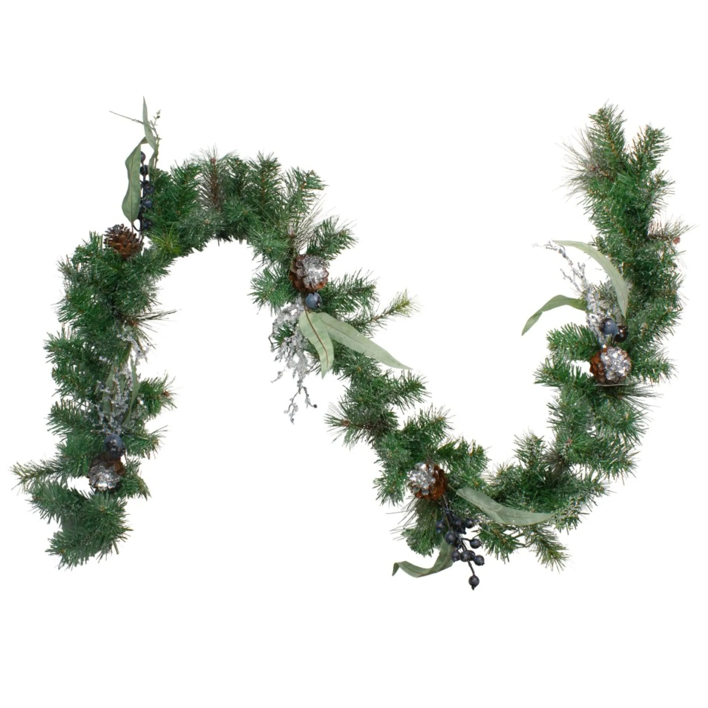 6' X 12" Pine And Blueberries Artificial Christmas Garland - Unlit