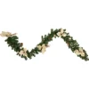 6' X 9" Poinsettia And Pinecone Artificial Christmas Garland, Unlit