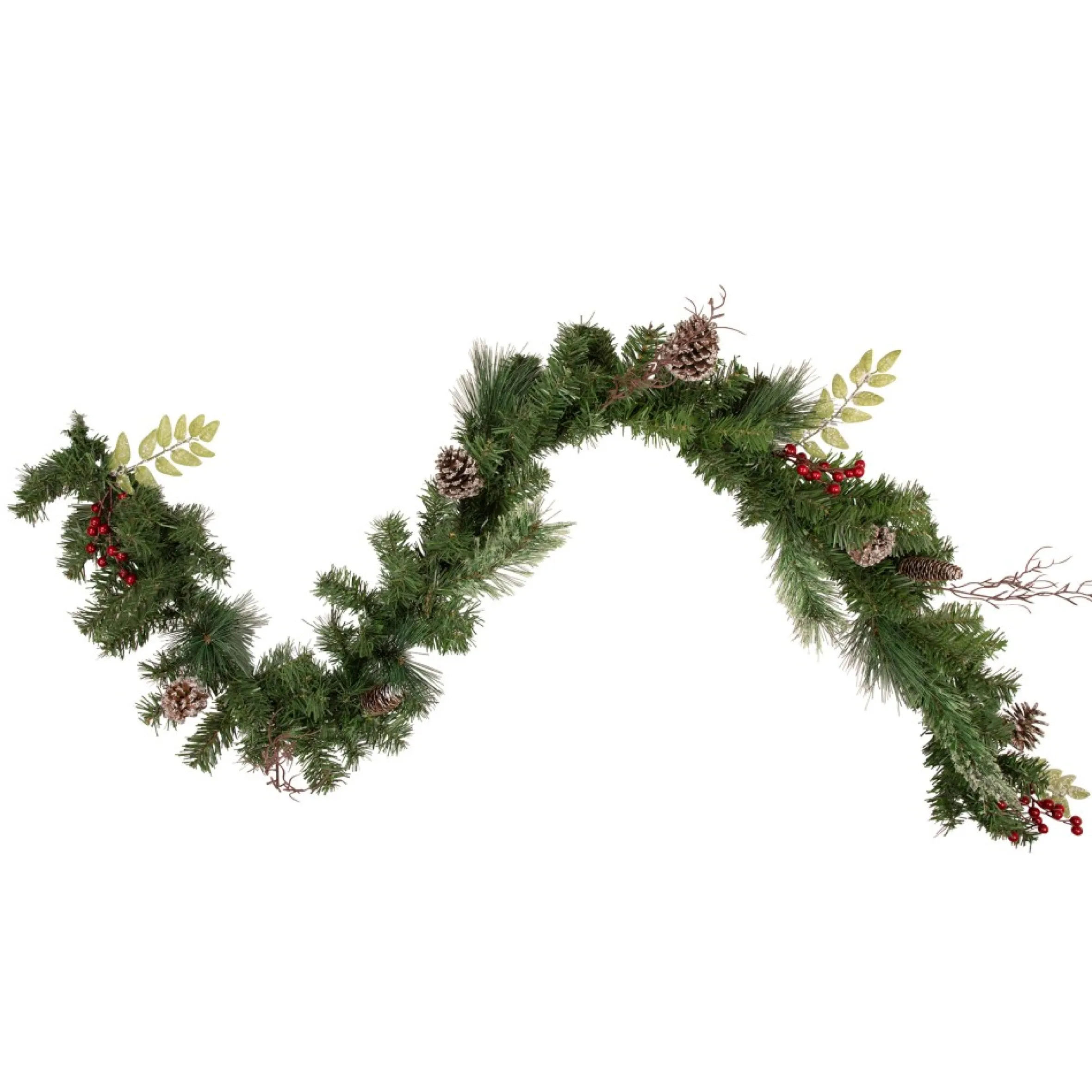 6' X 9" Pre-Decorated Frosted Pinecone And Berry Artificial Christmas Garland, Unlit