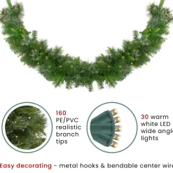 6' X 14" Pre-Lit Ashcroft Cashmere Pine Artificial Christmas Garland - Warm White Led Lights