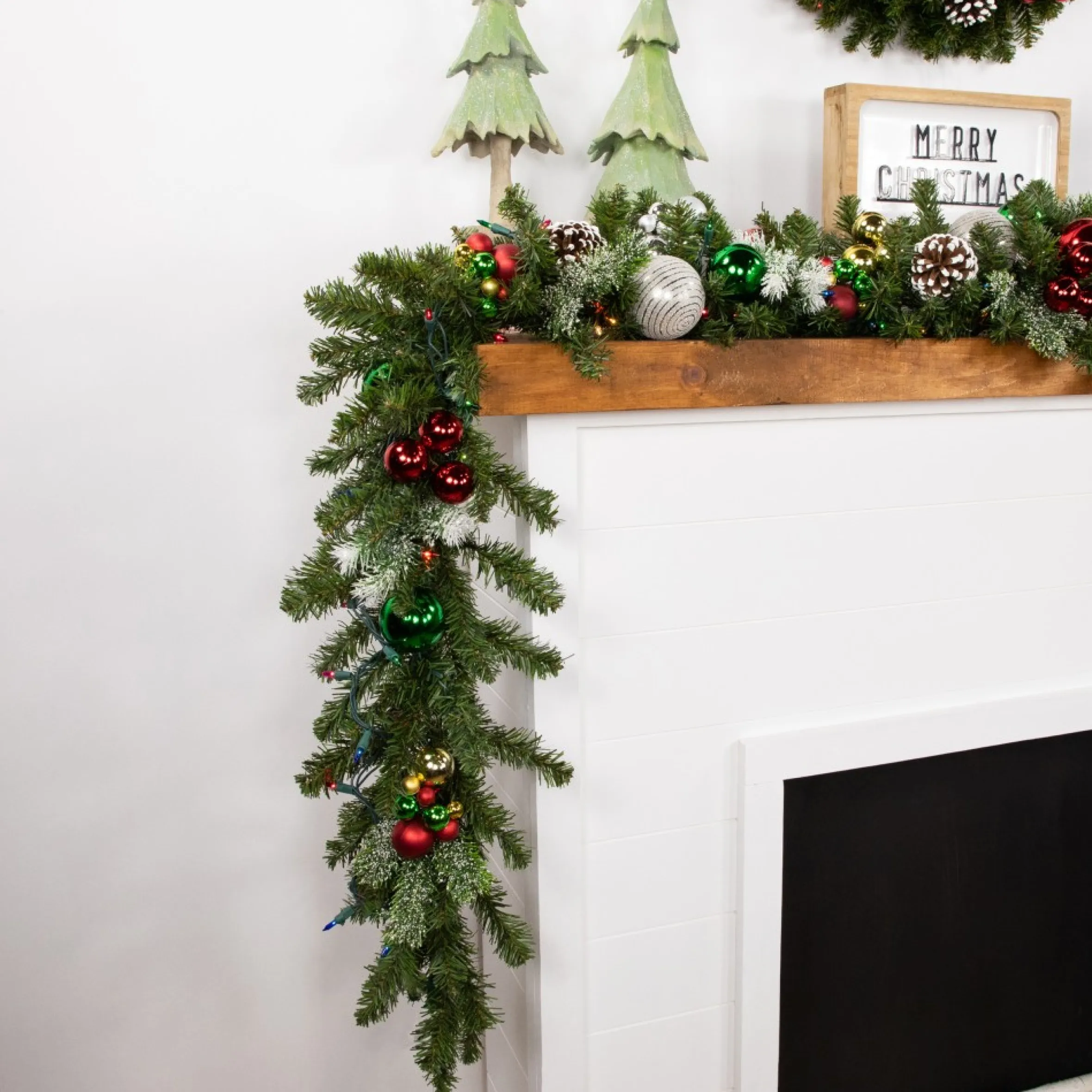 9' X 12" Pre-Lit Canadian Pine Artificial Christmas Garland, Multicolor Lights