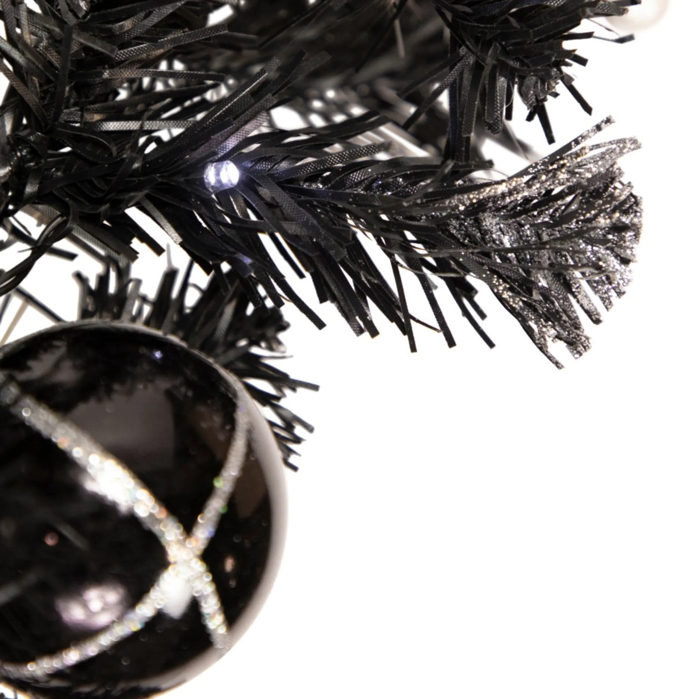 9' X 6" Pre-Lit Decorated Black Pine Artificial Christmas Garland, Cool White Led Lights