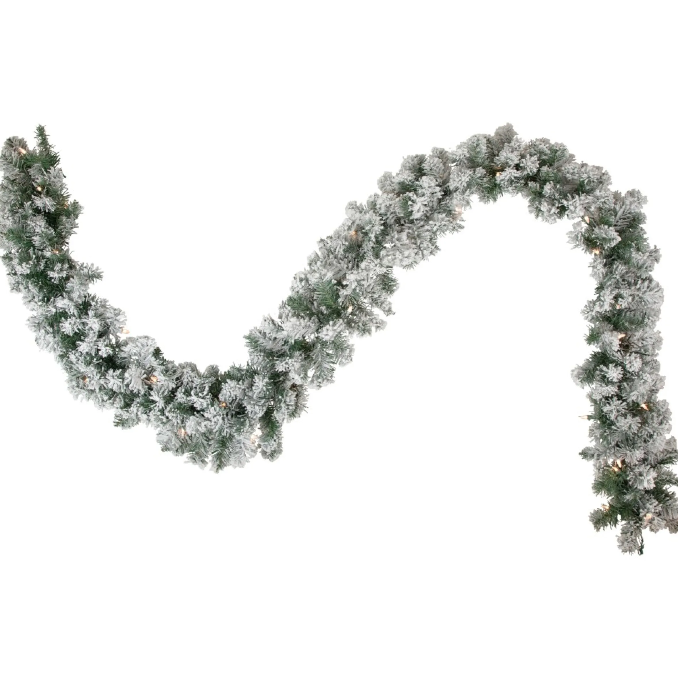 9' X 10" Pre-Lit Flocked Madison Pine Artificial Christmas Garland, Clear Lights