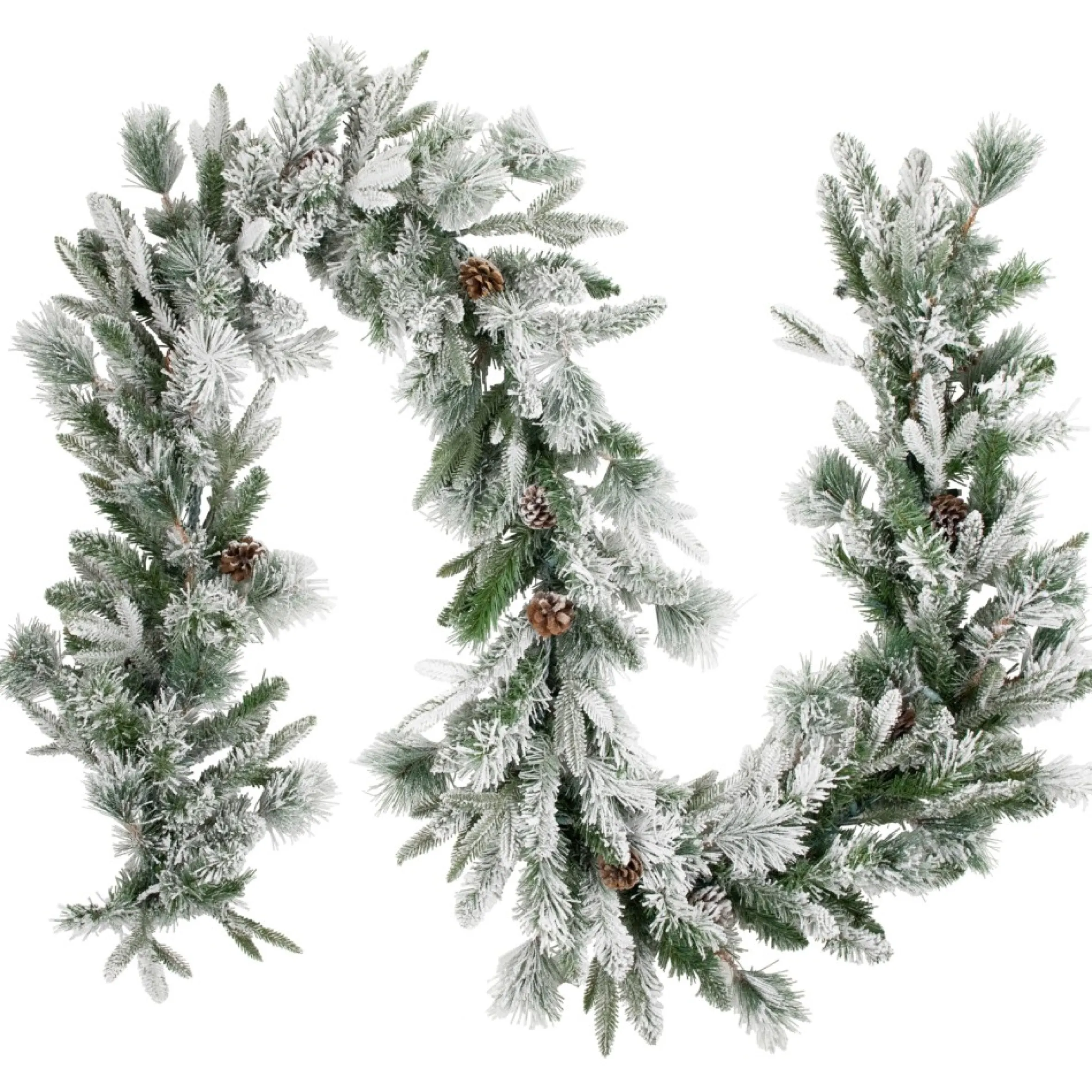 9' X 14" Pre-Lit Flocked Mixed Rosemary Emerald Pine Artificial Christmas Garland - Clear Led Lights