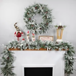9' X 14" Pre-Lit Flocked Mixed Rosemary Emerald Pine Artificial Christmas Garland - Clear Led Lights