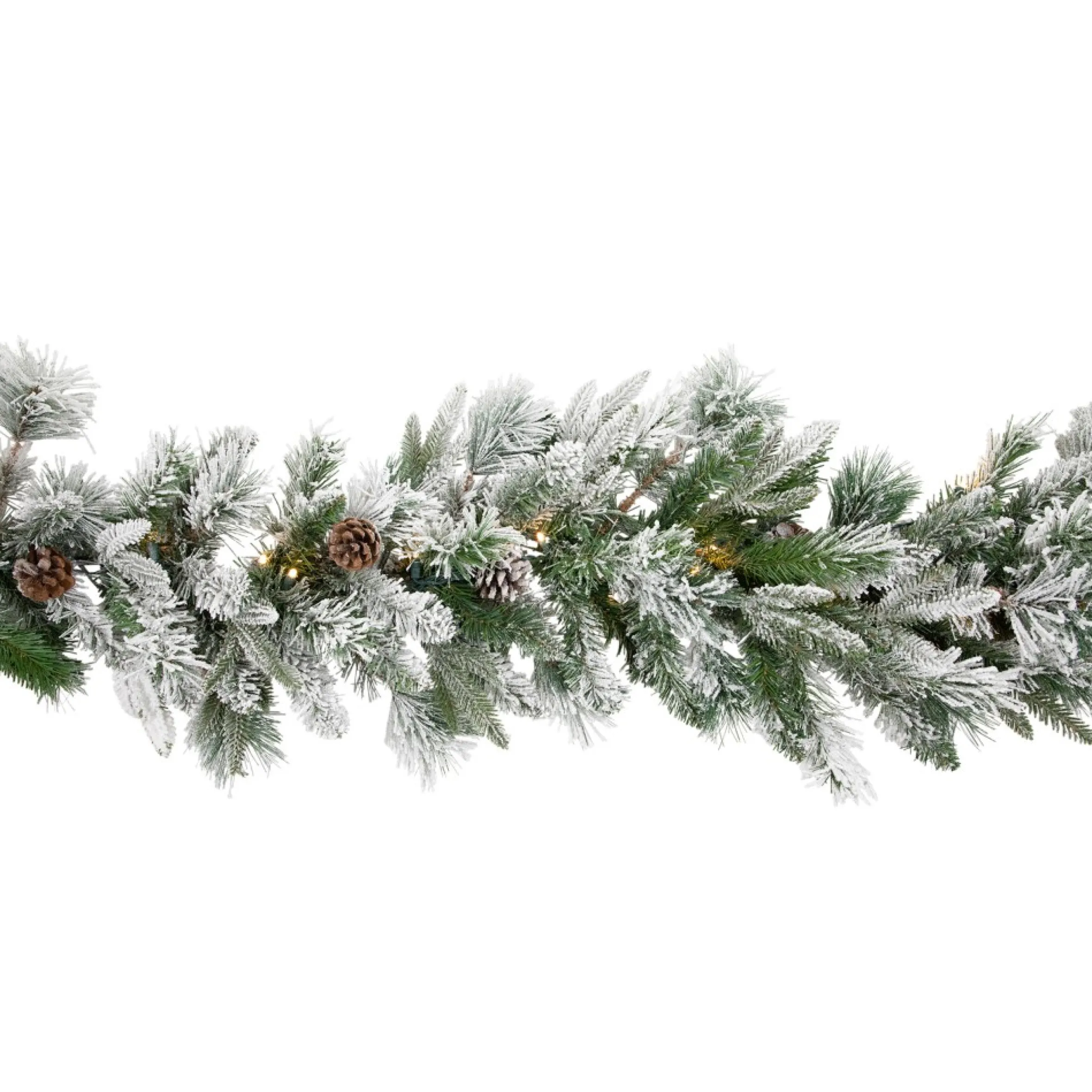 9' X 14" Pre-Lit Flocked Mixed Rosemary Emerald Pine Artificial Christmas Garland - Clear Led Lights