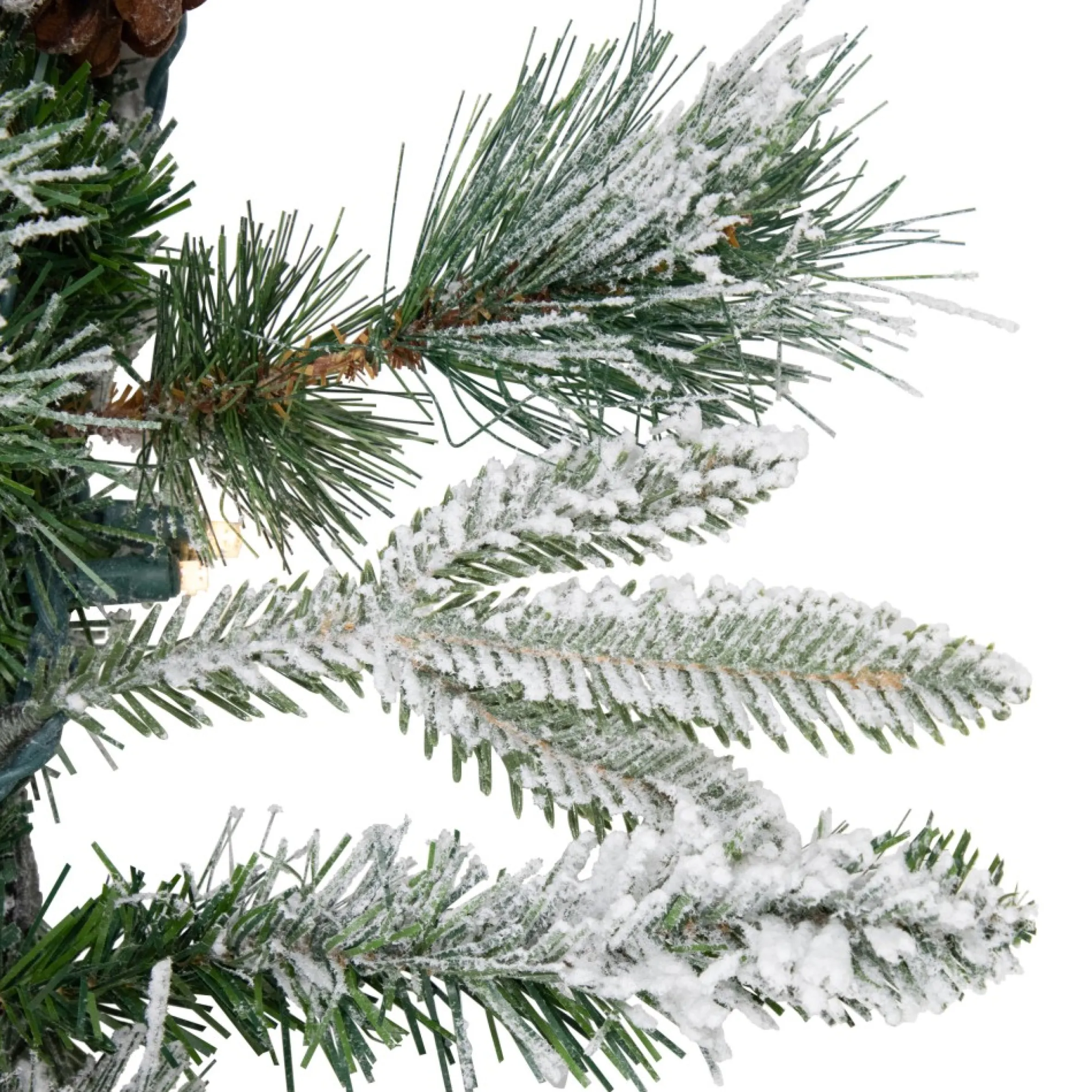 9' X 14" Pre-Lit Flocked Mixed Rosemary Emerald Pine Artificial Christmas Garland - Clear Led Lights