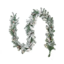 9' X 8" Pre-Lit Flocked Victoria Pine Artificial Christmas Garland - Clear Lights