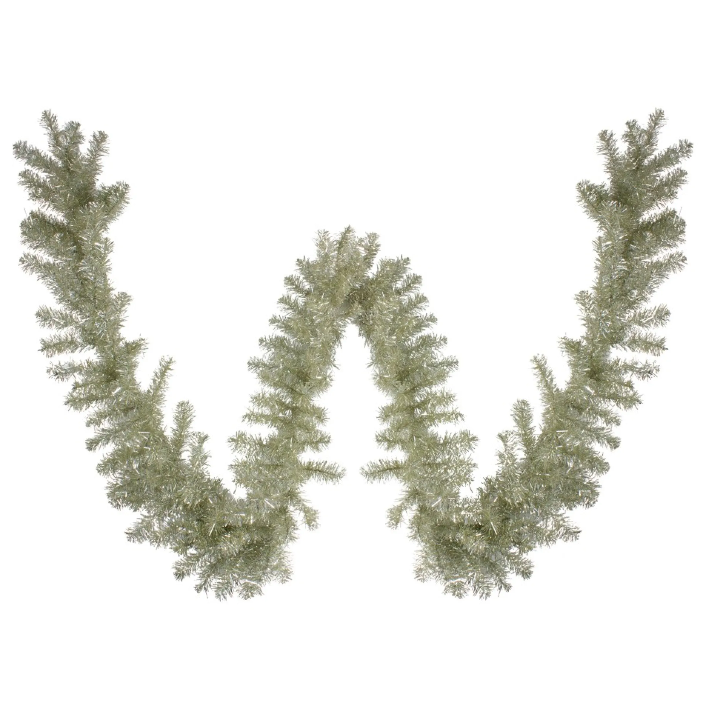 9 X 12 Pre-Lit Metallic Sterling Silver Artificial Christmas Tinsel Garland - Clear Lights