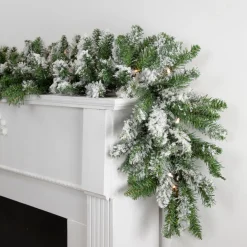 9' X 10" Pre-Lit Snow Mountain Pine Artificial Christmas Garland - Clear Lights