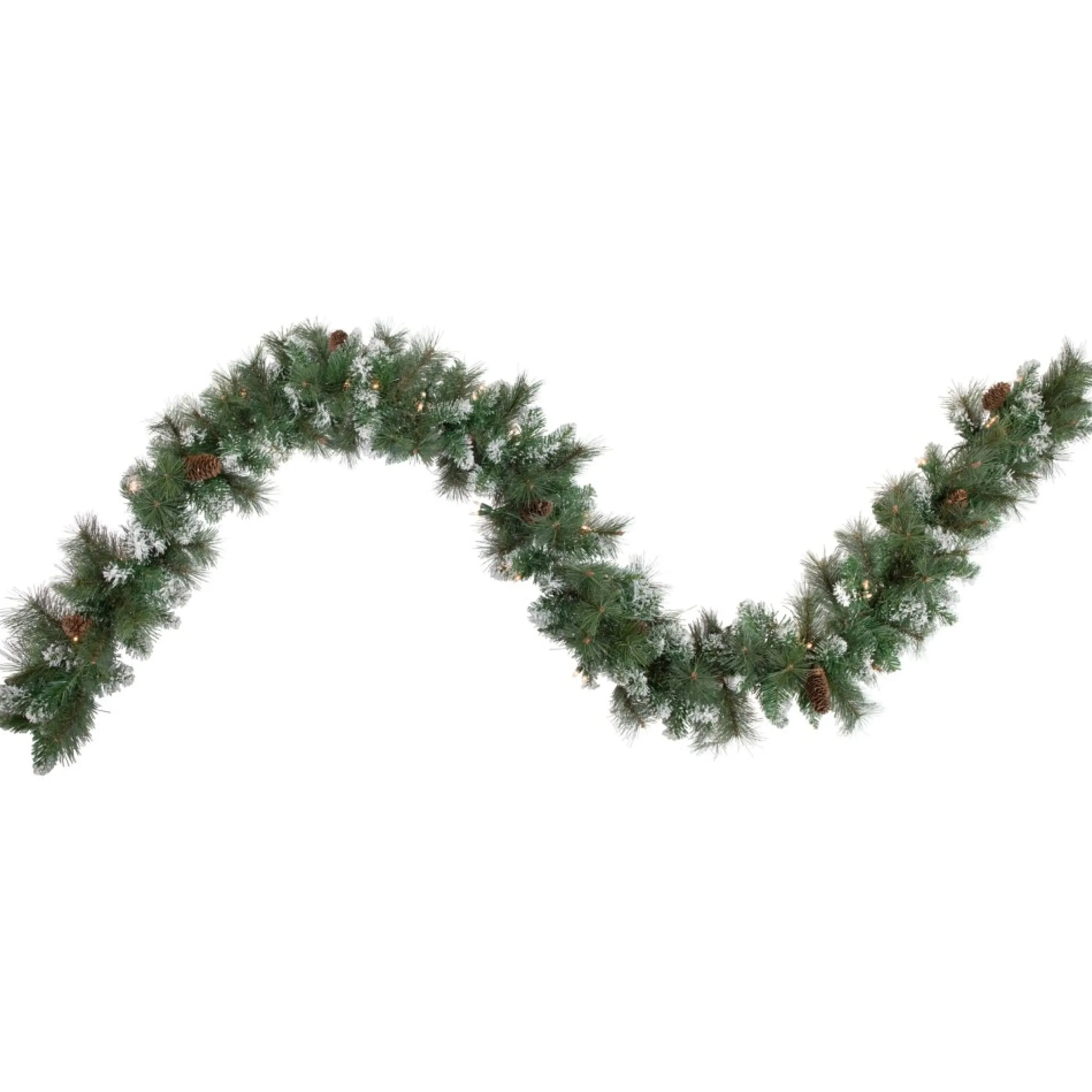 9' X 10" Pre-Lit Snow Valley Pine Artificial Christmas Garland, Clear Lights
