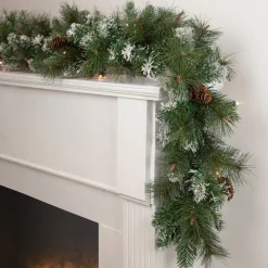 9' X 10" Pre-Lit Snow Valley Pine Artificial Christmas Garland, Clear Lights