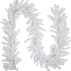 9' X 8" Pre-Lit Snow White Artificial Christmas Garland, Clear Lights