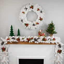 9' X 8" Pre-Lit Snow White Artificial Christmas Garland, Clear Lights
