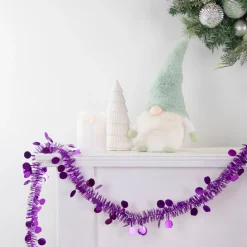 50' X 1.5" Purple Tinsel Christmas Garland With Polka Dots - Unlit