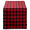 14" X 72" Red And Black Christmas Buffalo Check With Embroidery Table Runner