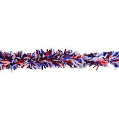 12' X 4" Red And Blue Wide Cut Patriotic Tinsel Christmas Garland - Unlit