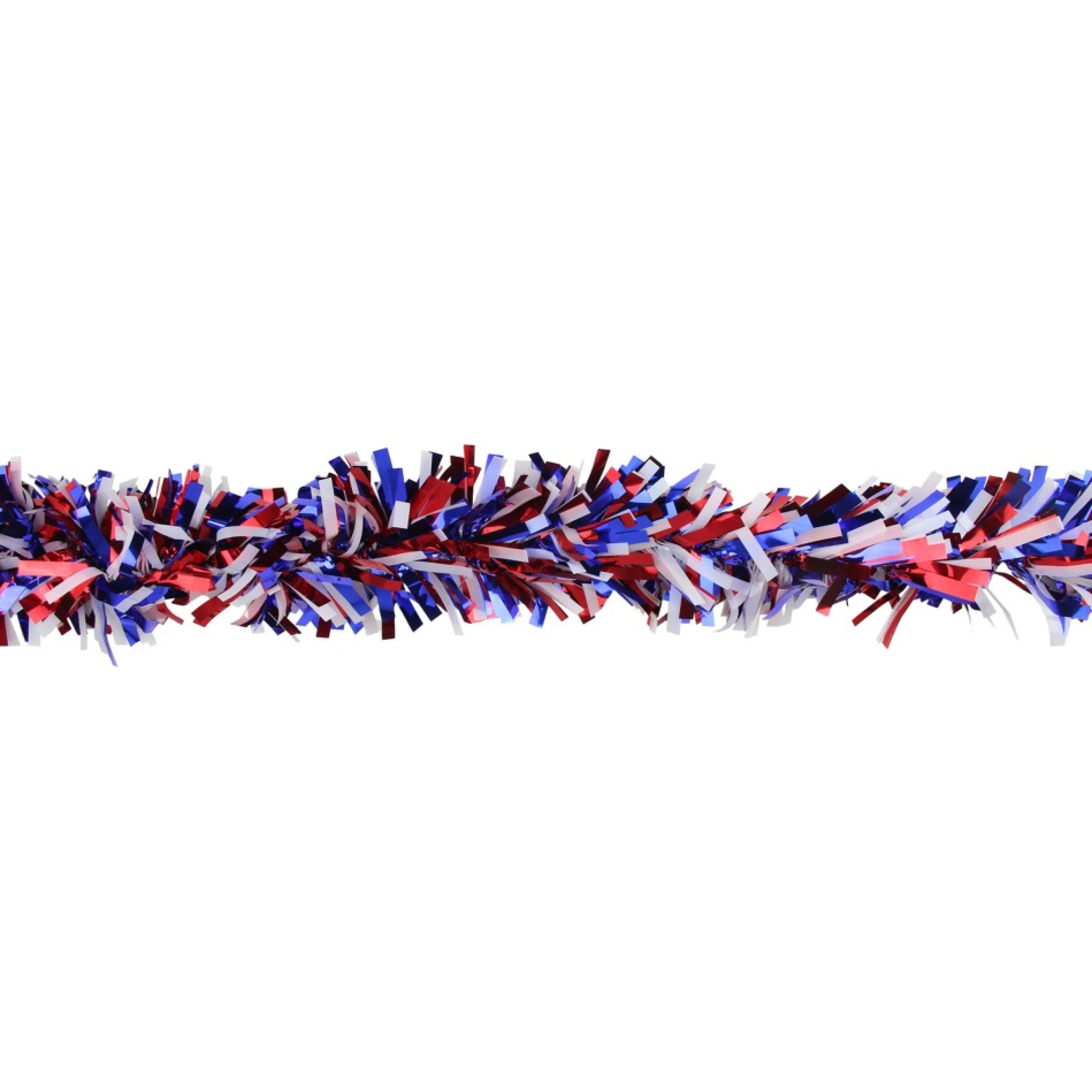 12' X 4" Red And Blue Wide Cut Patriotic Tinsel Christmas Garland - Unlit