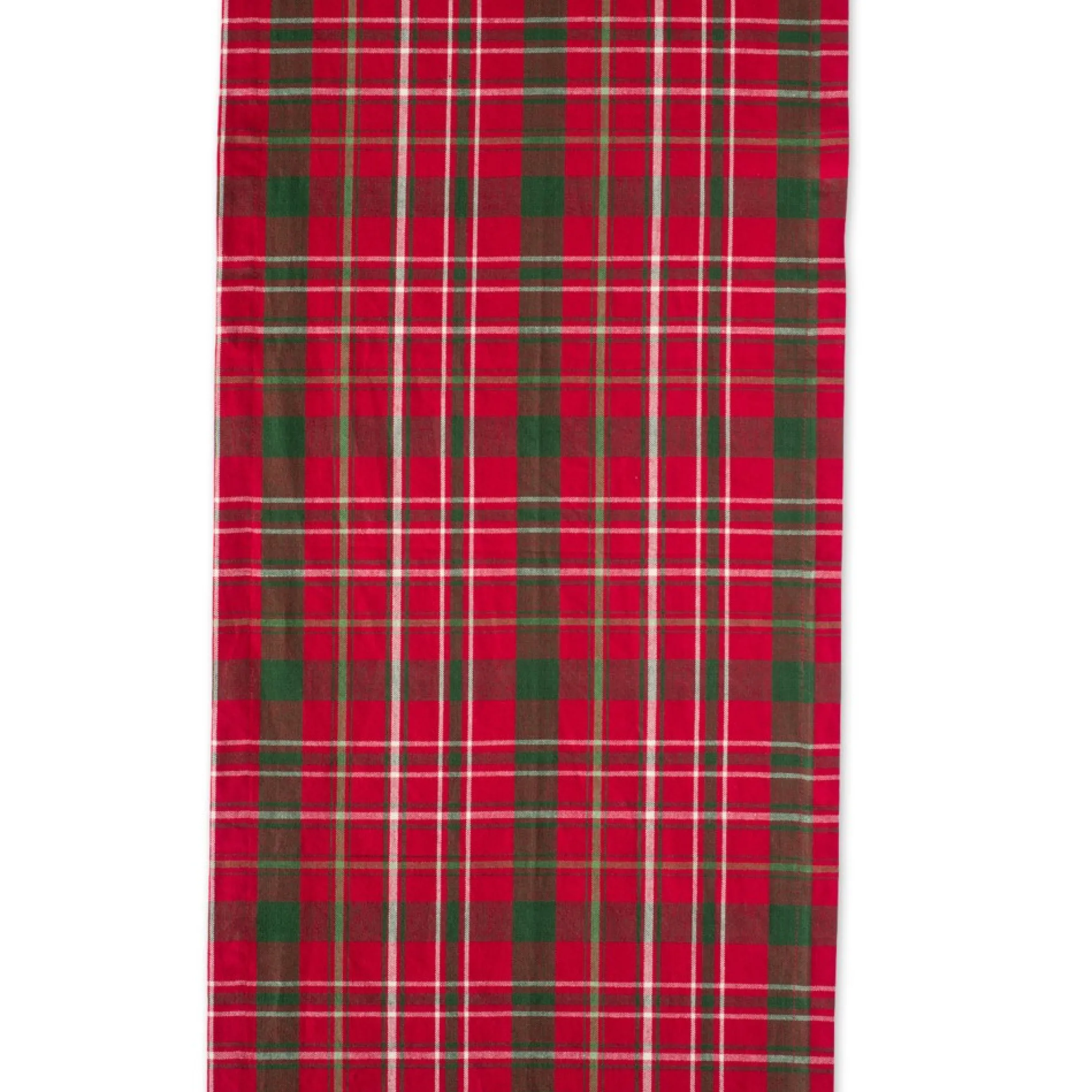 14" X 108" Red And Green Holly Plaid Pattern Rectangular Table Runner