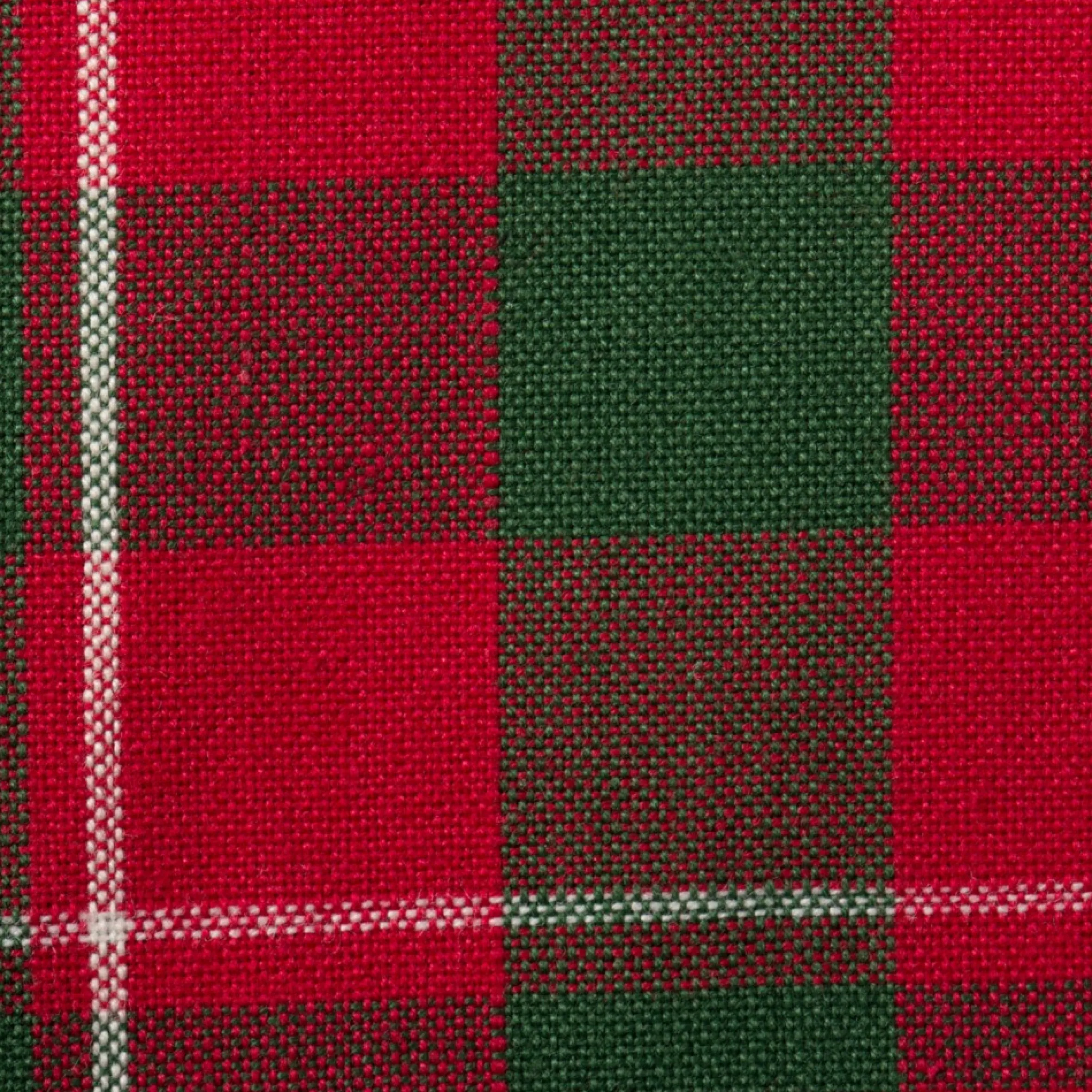 14" X 108" Red And Green Holly Plaid Pattern Rectangular Table Runner