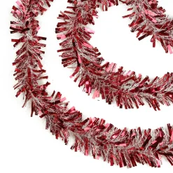 50' X 4" Red And White Wide Cut Snowblush Tinsel Christmas Garland - Unlit